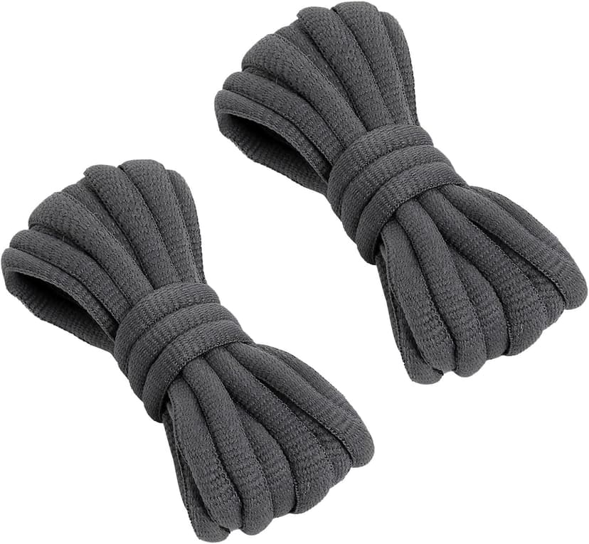 VSUDO 120 cm Oval Dark Grey Trainer Laces, Half Round Deep Gray Shoe Laces for Trainers, Oval Sport Running Shoelaces for Sneakers, Athletic Basketball Shoelaces (1 Pair-Dark Grey-120cm) - 1