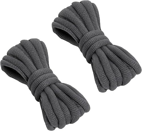 VSUDO 120 cm Oval Dark Grey Trainer Laces, Half Round Deep Gray Shoe Laces for Trainers, Oval Sport Running Shoelaces for Sneakers, Athletic Basketball Shoelaces (1 Pair-Dark Grey-120cm)