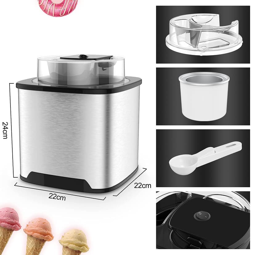 Vpcok Direct Ice Cream Maker, Electric Ice Cream Maker, Stainless Steel Ice Maker, 2L Ice Maker and Ice Cream Maker for Ice Sorbet, Ice Cream and Ice Yogurt - 3