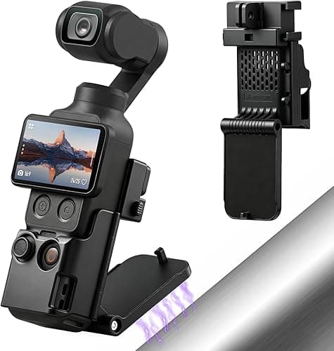 AMAZEAR Support magnétique pour DJI Osmo Pocket 4/3, Accessoire Pocket4/3, Adaptateur d'extension magnétique, Support de boîtier à succion Aimant sur Bureau, Surface Verticale, Ajustable à 180°