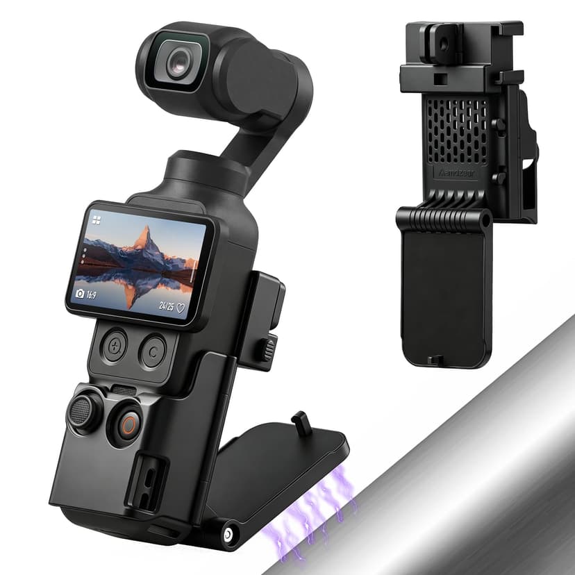 AMAZEAR Support magnétique pour DJI Osmo Pocket 4/3, Accessoire Pocket4/3, Adaptateur d'extension magnétique, Support de boîtier à succion Aimant sur Bureau, Surface Verticale, Ajustable à 180° - 1