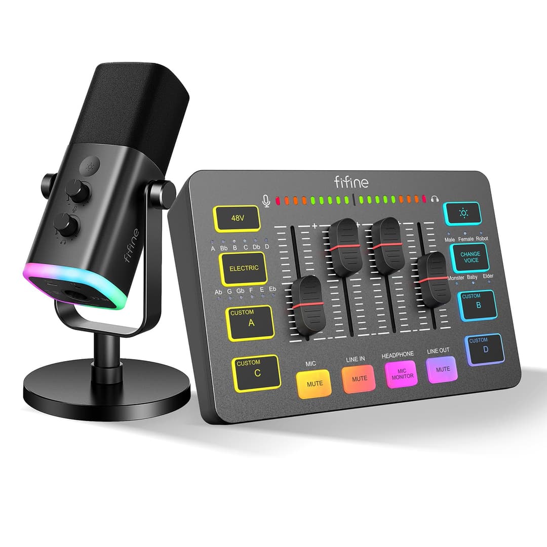FIFINE USB/XLR Streaming Micro Dynamique, Gaming Audio Mi…