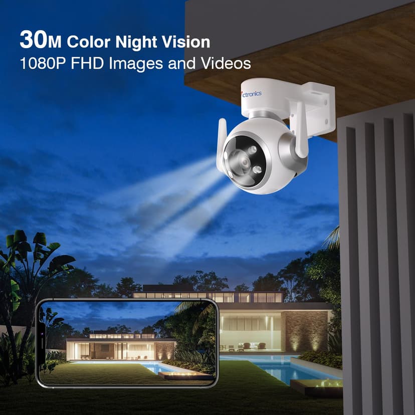 Ctronics 4PCS Outdoor WiFi Surveillance Camera Kit, IP Camera Home Surveillance with Auto Human Detection Tracking, 30M Colorful Night Vision, Two-Way Audio, 3 Mounting Methods - 2