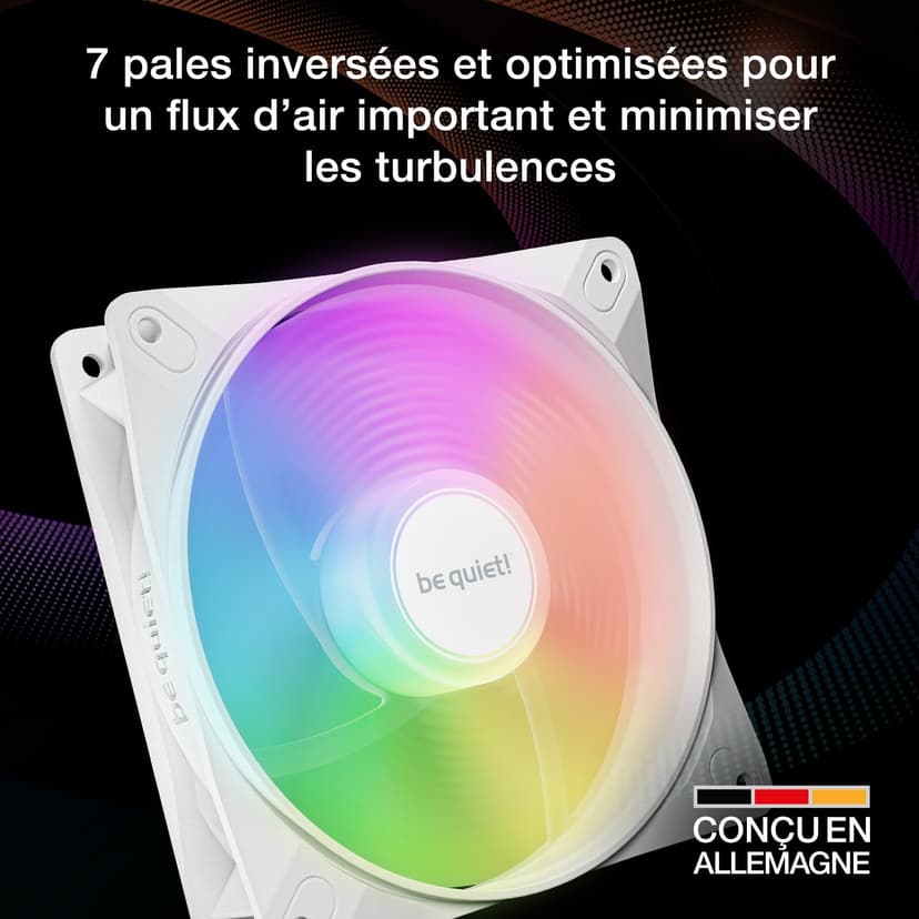 be quiet! Light Wings LX 120mm PWM Reverse White Fan, Optimized and Reversed Blades, ARGB LEDs, Extraordinary Air Pressure, Ideal as Side or Bottom Intake, Illuminated Hub, Frosted Blades - 2