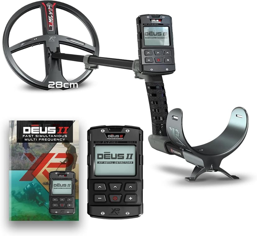 XP Metal Detectors DEUS II RC - waterproof and multi frequency, ideal for Treasure and Relic hunting - with 11" FMF Coil (28cm), Wireless Remote Control and S-TELESCOPIC stem (DEUS2-28FMFRCEA) - 1