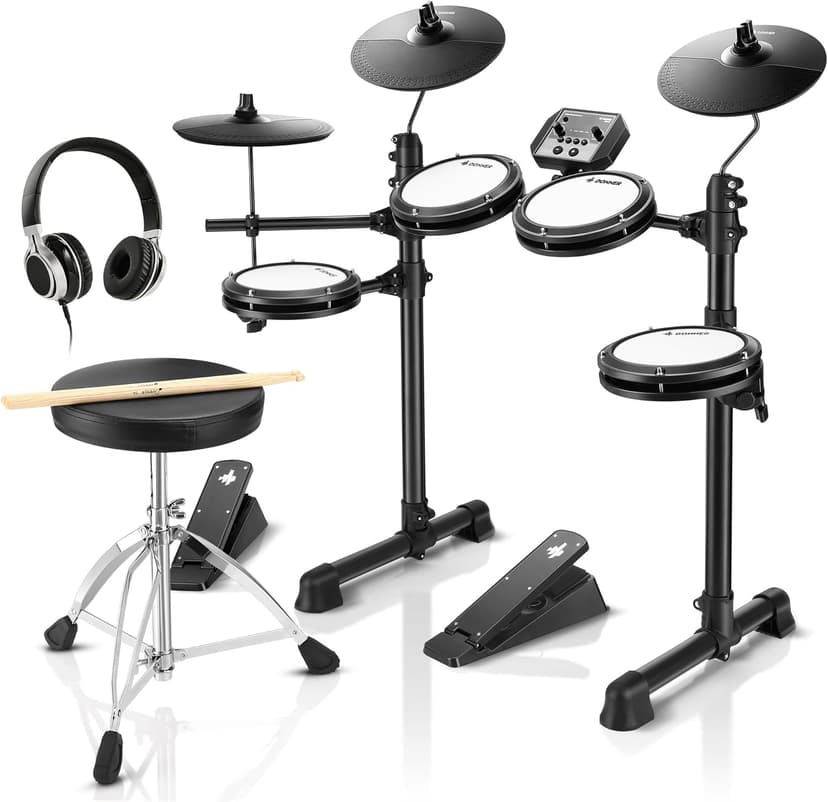 Donner Batteries électroniques drum set pour débutant avec 180 sons, batterie complète en maille silencieuse, légère et portable (DED-80) - 1