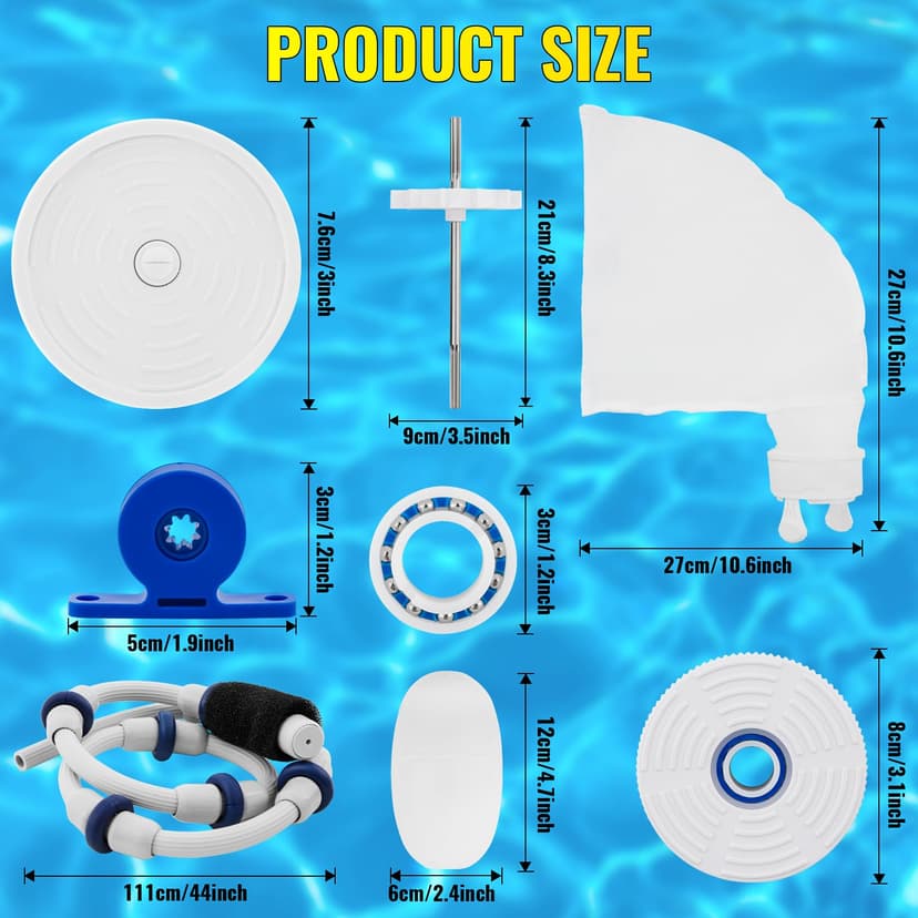 Rebuild Repair Kit Replacement for Polaris Zodiac Automatic Pool Cleaner 280 with Wheel, Tire, Drive Shaft, Turbine Bearing, All Purpoe Bag, Sweep Hose, Wheel Bearing, Tailsweep Pro - 7