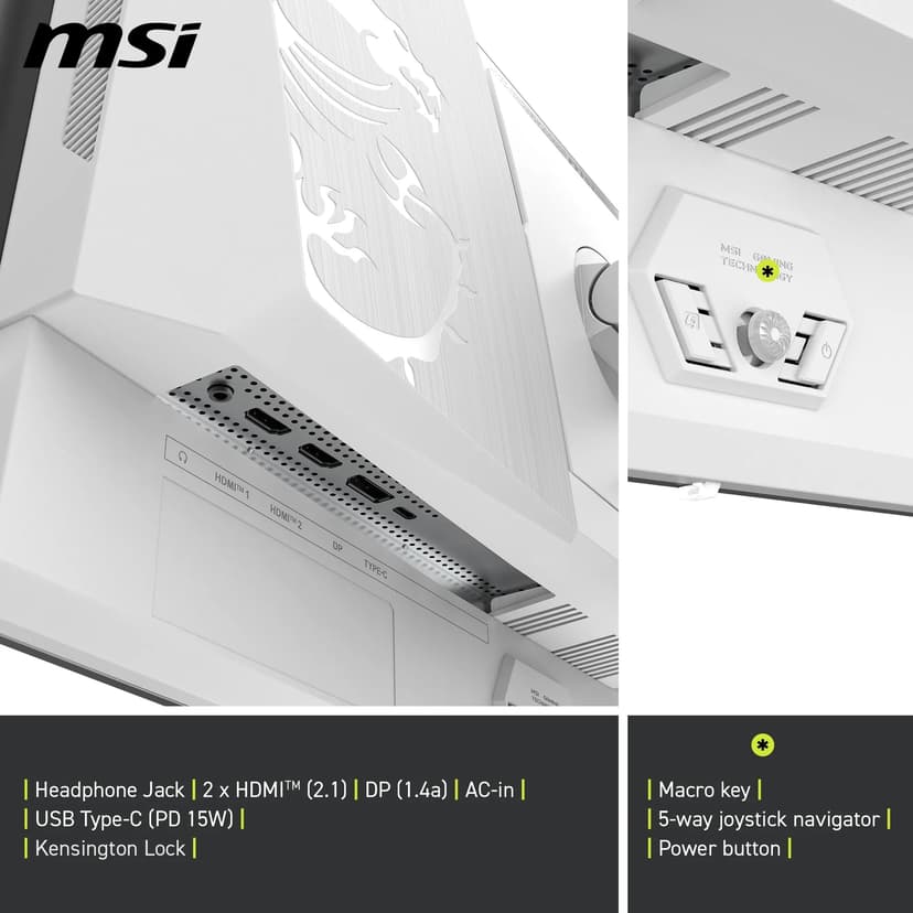 MSI MAG 272QPW QD-OLED X28 27" QHD QD-OLED 280Hz 0.03ms Gaming Monitor - White - 6