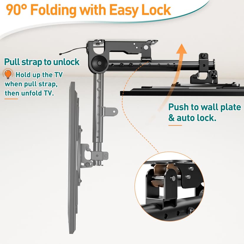 ELIVED Flip Down Ceiling TV Mount Fits 14-42 Inch LCD TV/Monitor Screens up to 10KG, Height Adjustable Full Motion TV Bracket for Flat/Pitched Roof/Cabinet, Max VESA 200x200mm, EV3030 - 4