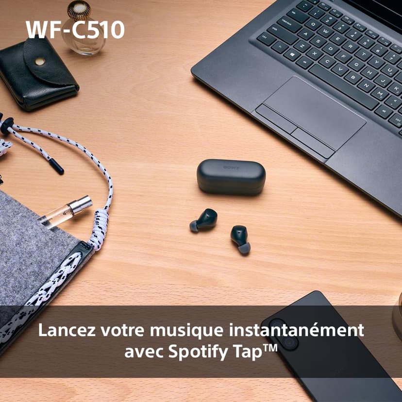Sony WF-C510 Truly Wireless - Ecouteurs Intra-Auriculaires Bluetooth, Petits, Légers, Connexion Multipoint, Son Ambiant, IPX4, Spotify Tap, Charge Rapide, Batterie jusqu'à 22h, iOS et Android – Noir - 9