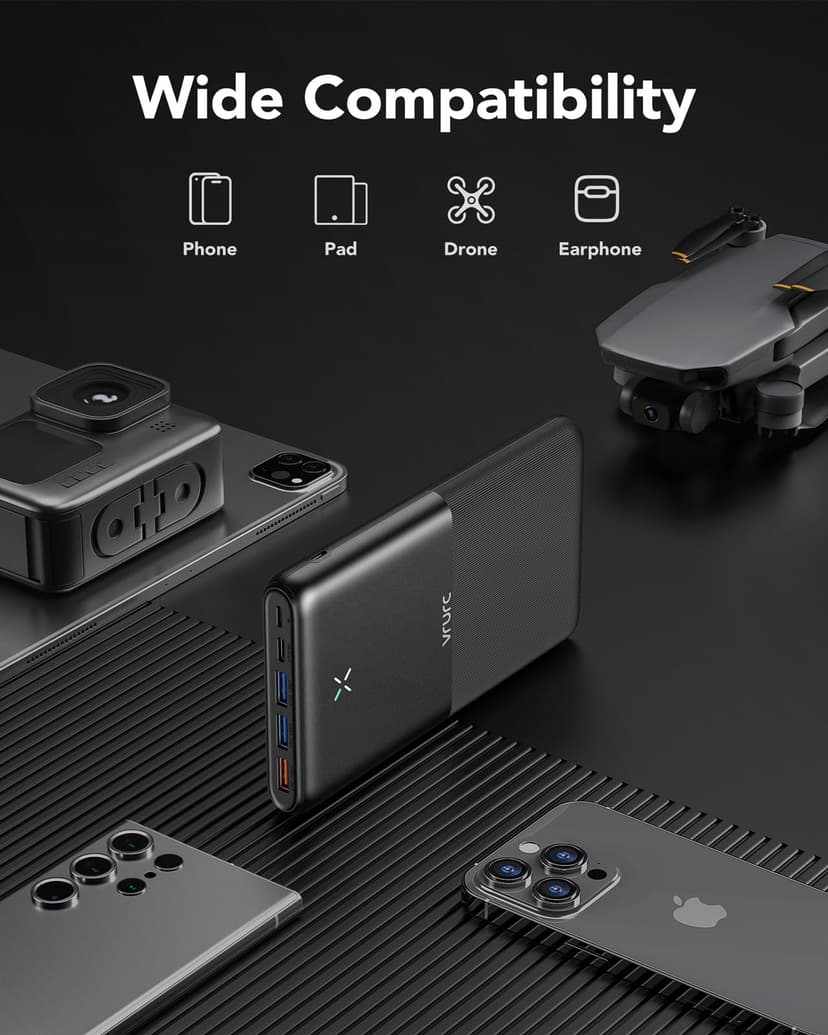 VRURC Power Bank 30 000 mAh 22,5 W Powerbank USB C Charge Rapide Batterie Externe pour téléphone Portable avec 4 Sorties et 3 entrées Chargeur Portable Compatible avec iPhone, Huawei, tablettes, etc - 8