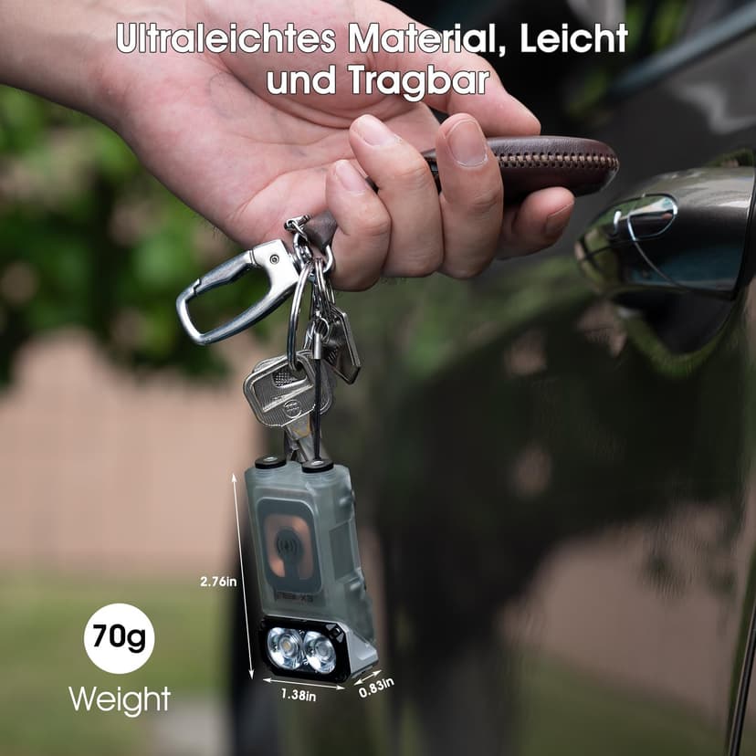 WUBEN X3 Mini Lampe de Poche Rechargeable Avec Borne de recharge et Aimant, Lampe de Poche EDC À 180 Degrés, Étanche Ip65, Porte-Clés, 10 Modes, Lanière de Chargement de Type C Pour le Camping - 6