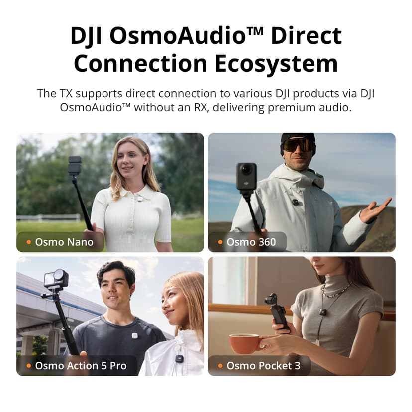 DJI Mic Mini Transmitter (Infinity Black), Wireless Lavalier Microphone, Ultralight, Detail-Rich Audio, OsmoAudio, Noise Cancelling, Clip On Bluetooth Phone Microphone for Camera/iPhone/Android - 5
