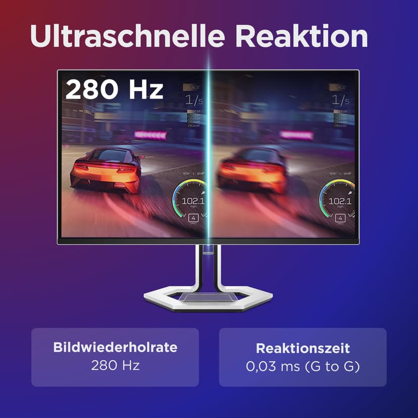 Lenovo Legion Pro 27Q-10-26.5" Gaming Monitor with Eyesafe (QHD, QD-OLED, 280Hz, 0.03ms GtG, 2xHDMI+DP+ USB Type-C, AMD FreeSync Premium Pro) - Tilt Adjustment - Black-White - 7