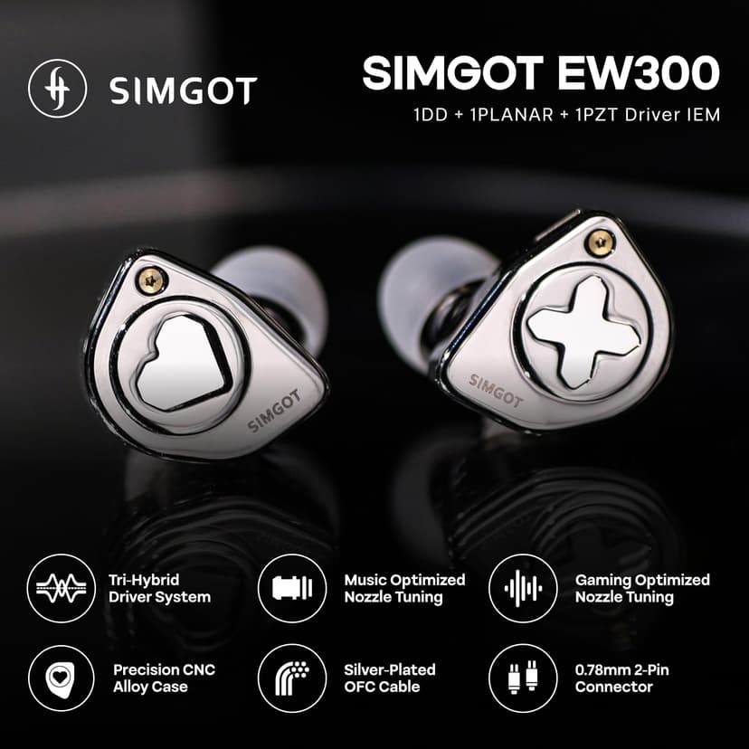 HIFIXAUDIO SIMGOT EW300 in Ear Monitor, 1DD+1Planar+1PZT Hybrid Driver IEM Earphones, HiFi Wired Earbuds with Detachable Nozzles, Gaming Earbuds with OFC IEM Cable for Audiophiles (SIMGOT-EW300) - 2