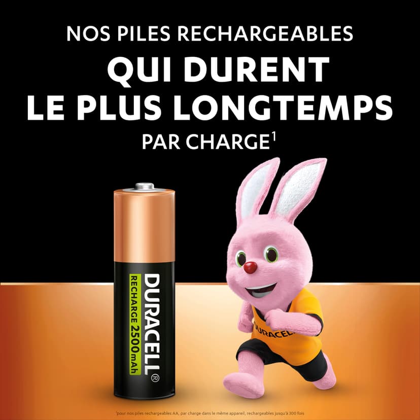 Duracell Rechargeables Piles AA (lot de 8), 2500 mAh, NiMH, pré-chargées, Longue durée, un packaging recyclable 0% plastique - 2