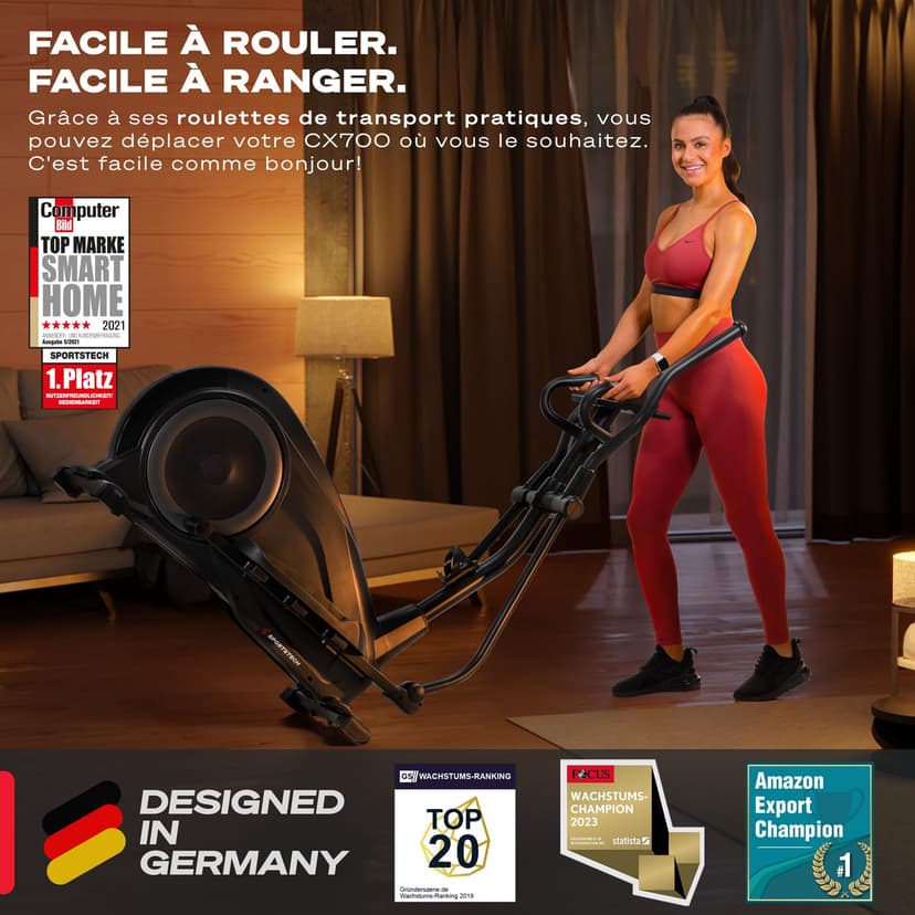 Sportstech CX700 avec Technologie LED innovatrice | Appareil Professionnel, vélo elliptique pour la Maison | 12 programmes | avec système de freinage magnétique de 24 kg | Marque de qualité Allemande - 8