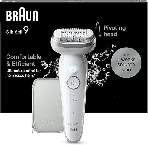Braun Silk-épil 9 Women's Epilator/Hair Remover for Long-Lasting Hair Removal, 9-011, White/Silver