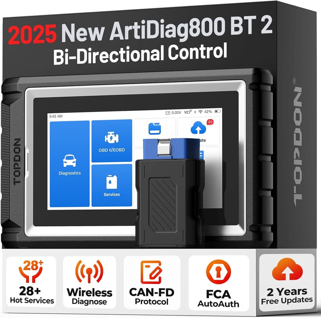 TOPDON obd2 Diagnosis Bidireccional AD800BT V2.0, Diagnosis Coche multimarca de Sistema Completo, 28 Funciones de Reinicio, 2 años de actualizaciones gratuitas