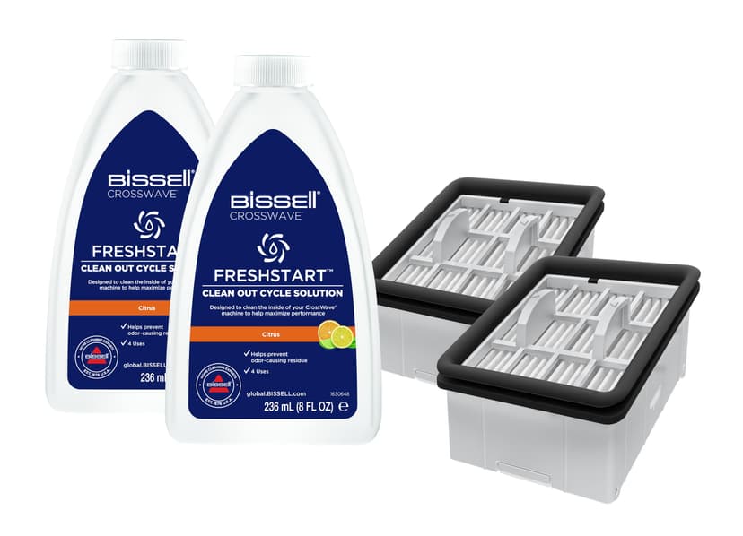 BISSELL FreshStart Set, 2 × FreshStart Cycle Cleaner & 2 × FreshStart Filter, for CrossWave OmniForce, OmniForce Edge, OmniFind Model 3912, 3999, 4000, 4006, 4007, 4008, 4017, 4087 - 1