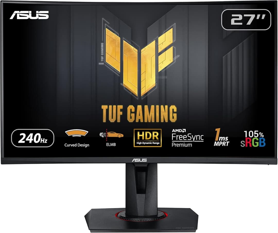 ASUS TUF Gaming VG27VQM Curved Gaming Monitor – 27 inch F…