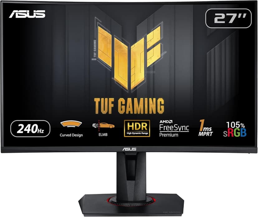 ASUS TUF Gaming VG27VQM Curved Gaming Monitor – 27 inch F… - 1