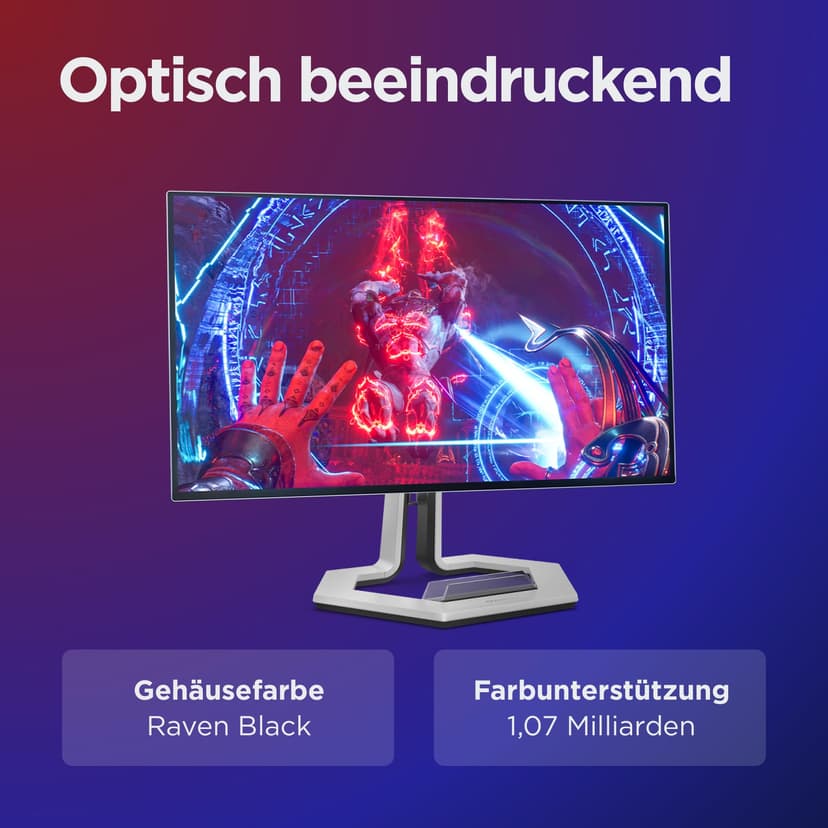Lenovo Legion Pro 27Q-10-26.5" Gaming Monitor with Eyesafe (QHD, QD-OLED, 280Hz, 0.03ms GtG, 2xHDMI+DP+ USB Type-C, AMD FreeSync Premium Pro) - Tilt Adjustment - Black-White - 6