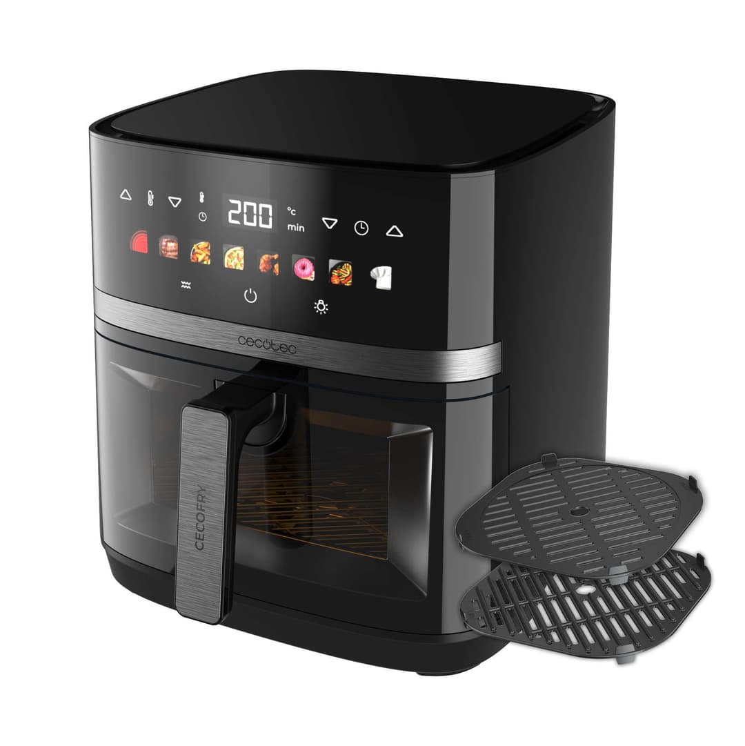 Cecotec Air Fryer 8 Litre – Air Fryer Cecofry&Grill Duoheat 8000. 2200 W, Dual Resistance, Dietary and Digital, Window, Adjustable Temperature 80-200°C, 8 Menus