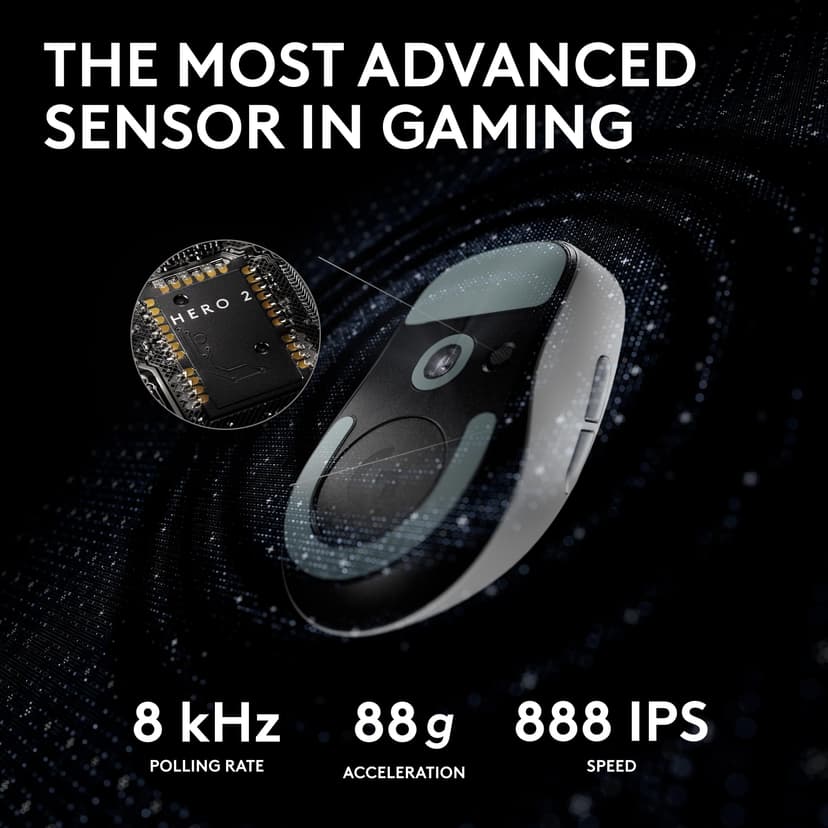 Logitech G PRO X SUPERLIGHT 2 wireless gaming mouse, East Europe Packaging, 60 g pro-grade mouse with 5 programmable buttons, 44k DPI sensor, 8 kHz report rate, USB-C charging for PC/Mac - White - 4