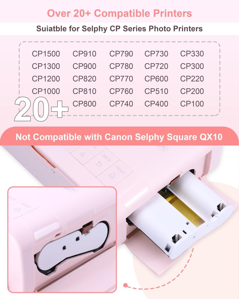 Aken Ink and Paper Set, KP-108IN 3115B001(AA) for Canon Selphy CP Series Photo Printers, 3 Ink Cartridges and 108 Glossy 4x6 inch Photo Papers - 3