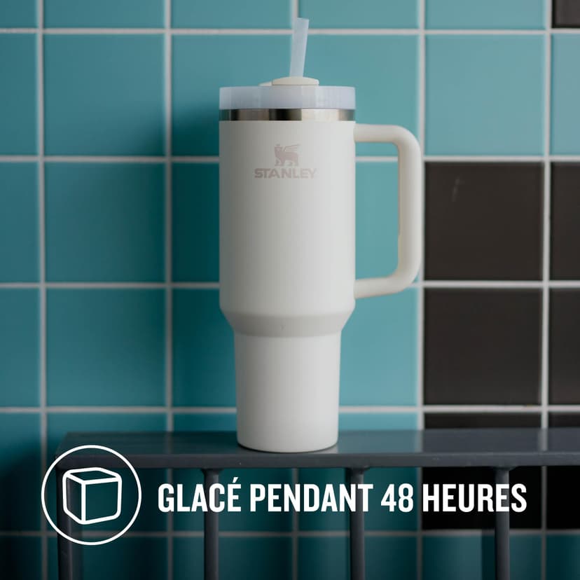 STANLEY Quencher H2.0 FlowState Mug Isotherme avec Paille 1.2L - Froid Pendant 11 Heures - Glacé Pendant 48 Heures - Thermos Lavable au Lave-Vaisselle - Gourde Inox Sans BPA - Cream Tonal - 6