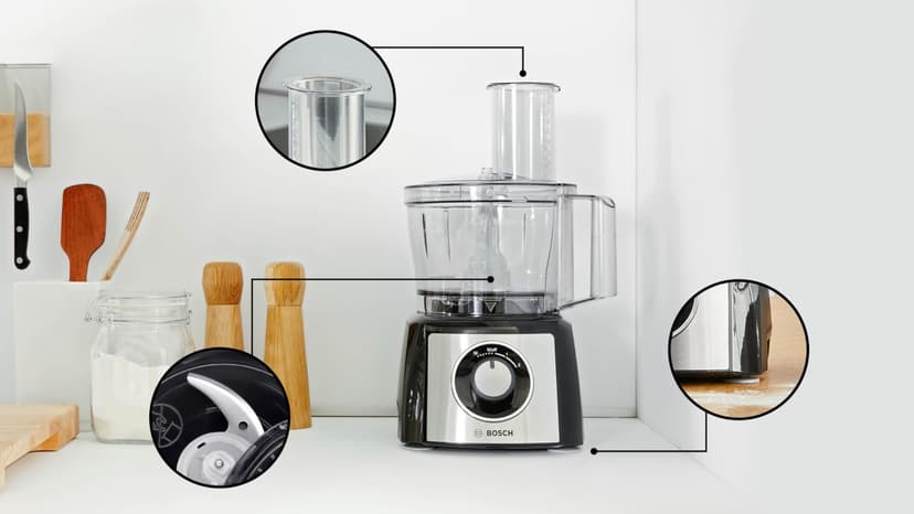 Bosch MultiTalent 3 MCM3501M – Robot de cuisine polyvalent avec plus de 50 fonctions – 800 W – Capacité de 2,3 L – Couleur : Noir/Inox brossé - 3