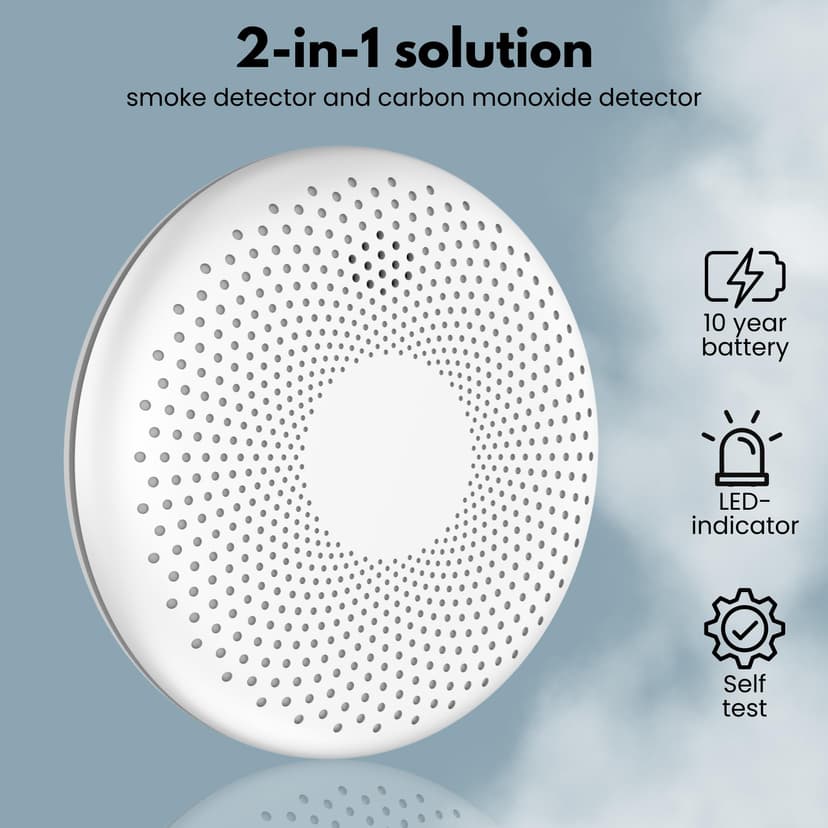Aroha Smart Connect Smart WiFi Smoke and Carbon Monoxide Alarm - 10 Year Battery - Tuya & Smartlife - Combination Smoke Alarm & CO Detector - 3 set - 4