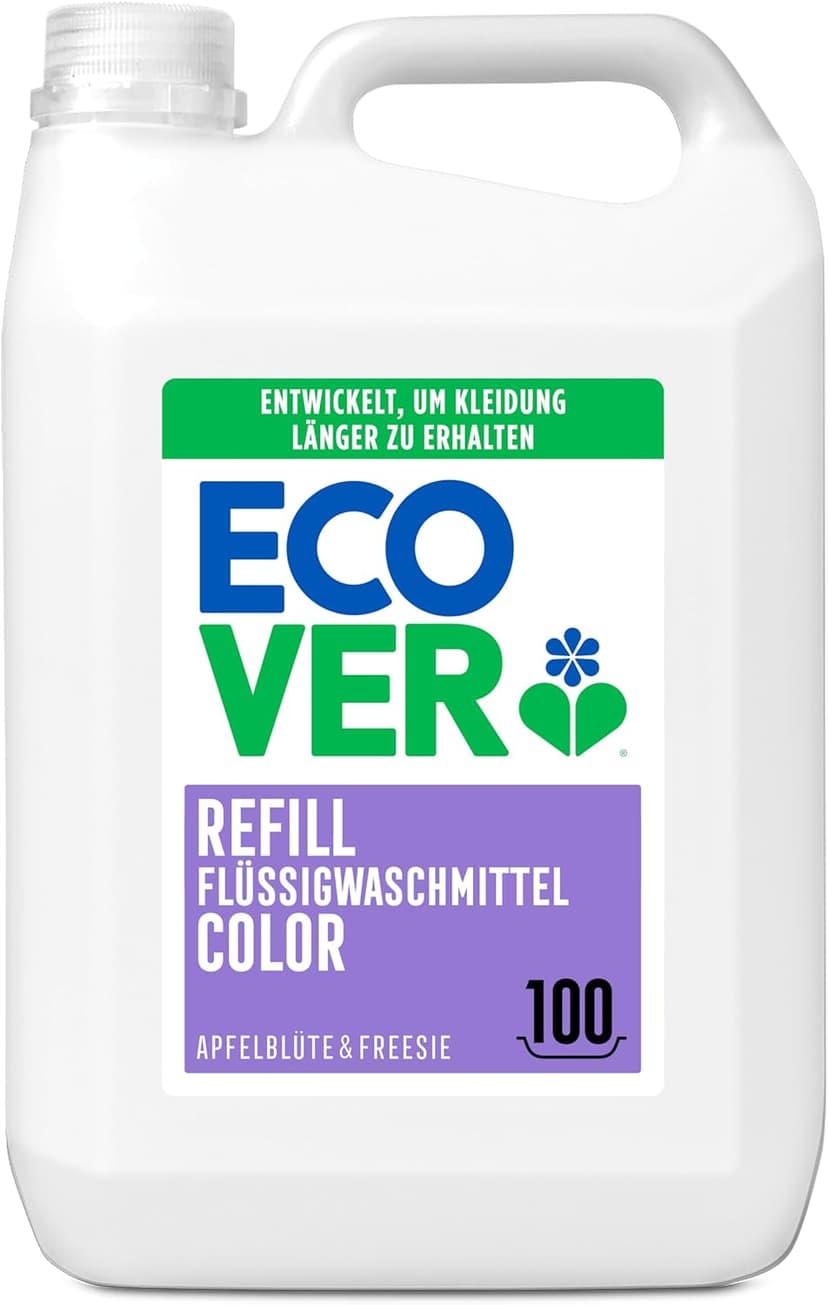Ecover Recharge de lessive liquide Color avec parfum fleurs de pommier et freesia 100 lavages 1 x 5 l - 1