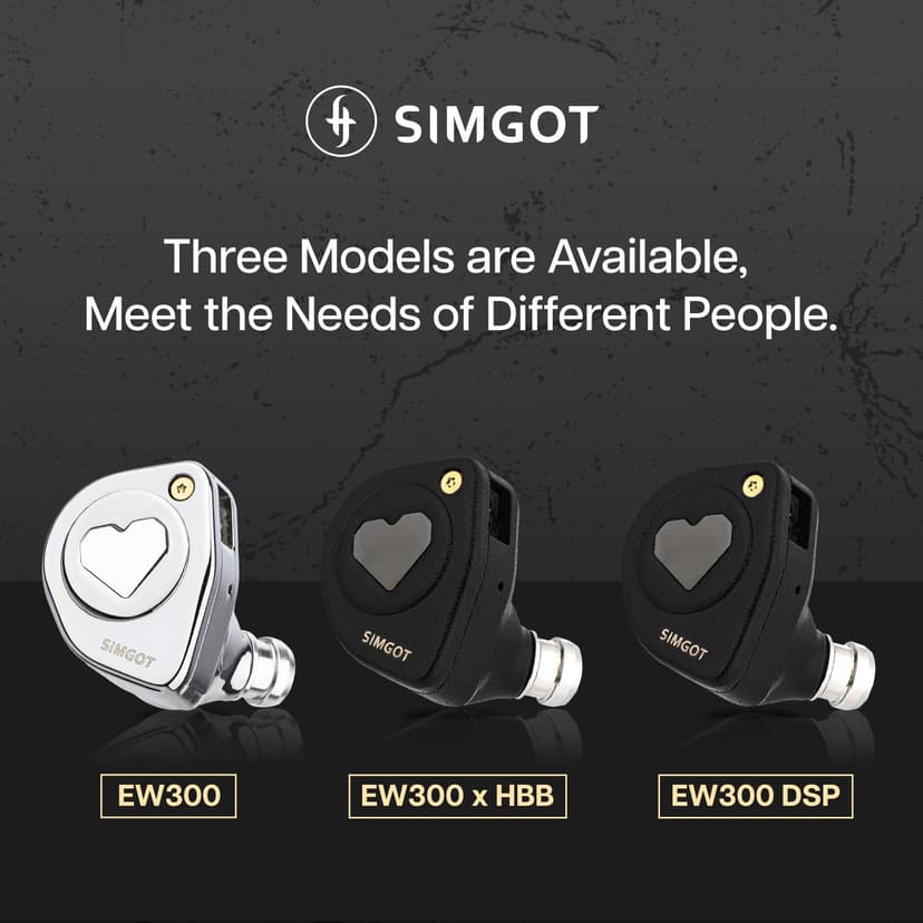 Linsoul SIMGOT EW300 1DD+1Planar+1PZT Hybrid Driver In Ear Monitor, Wired Earbuds IEM, Gaming Earbuds with Detachable Nozzles, Silver-Plated OFC IEM Cable (DSP Edition, With MIC) - 2