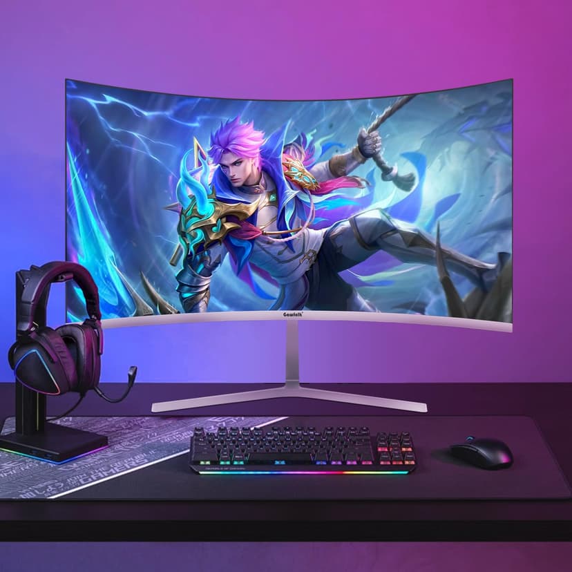 Gawfolk Écran PC 27 Pouces incurvé 280Hz Gaming Computer Moniteur, 1800R,1ms,FHD 1080p, 178 ° Grand Angle,Ultra - Mince Lunette, HDMI、DisplayPort,Compatible avec Montage Mural 100 * 100mm- Blanc - 7