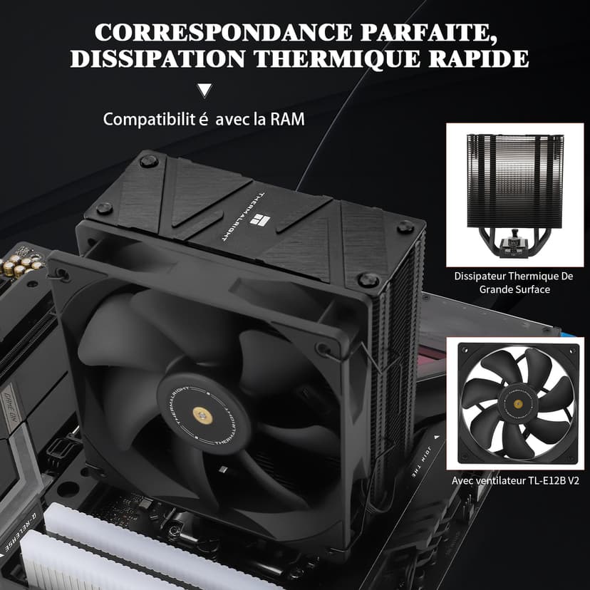 Thermalright Assassin Spirit 120 EVO CPU Cooler, 4 Heat Pipes, 12 cm, Speed 1850 RPM, Black, PWM Fan, Quiet, AMD, AM4, AM5, and Intel 1700, 1150, 1200 - 3