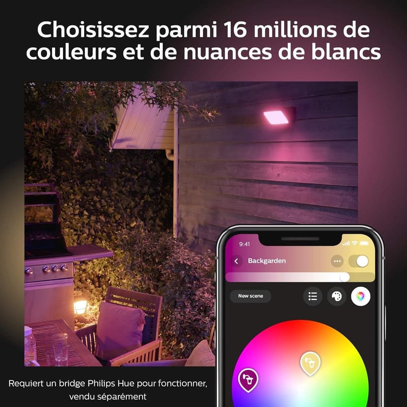 Philips Hue White & Color Ambiance Projecteur Extérieur DISCOVER, Éclairage extérieur en Aluminium Noir, Projecteur lumière compatible avec Alexa, Google Assistant et Apple Homekit - 5