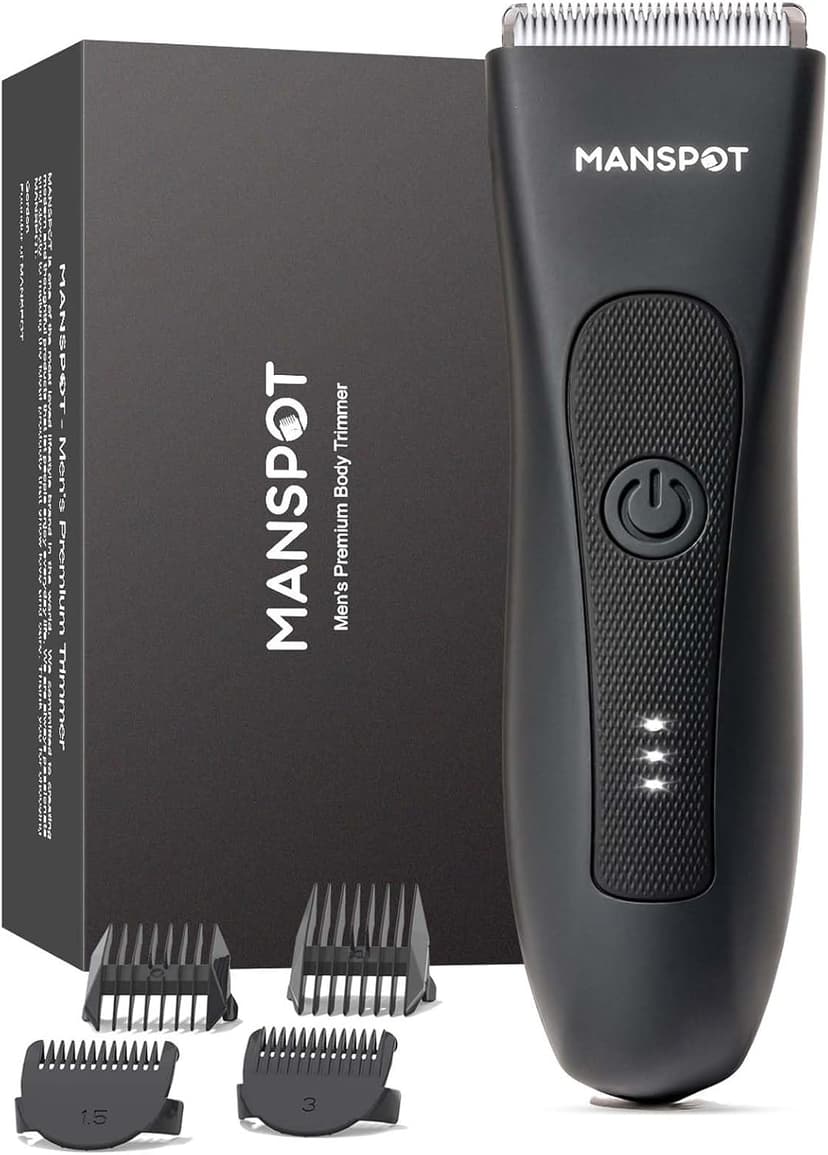 MANSPOT Tondeuse Corps Homme, Tondeuse Intime Homme Étanche IPX7 Wet & Dry, Rasoir Electriques avec Lame en Céramique Hypoallergénique, Rasoir Corps pour Aisselles, Corps, Partie Intimes - 1