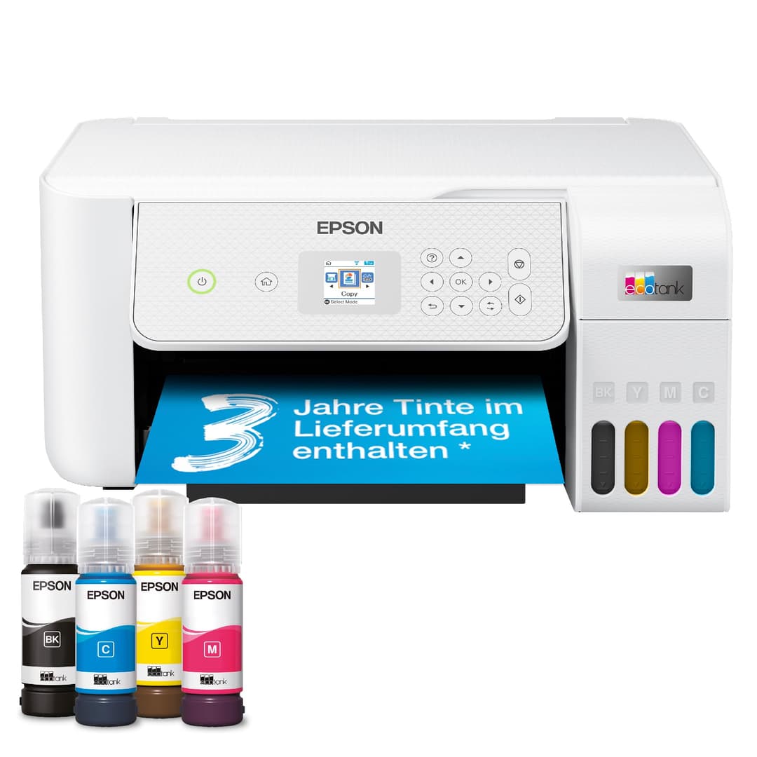 Epson EcoTank ET-2876 A4 Wi-Fi Ink Tank Multifunction Printer with Ink Stock Up to 3 Years