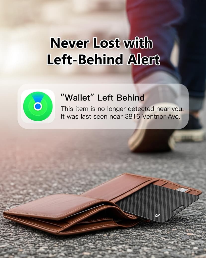 Smart Air Tracker Card Tag, Rechargeable Wallet Tracking Card Compatible with Apple Where Is (iOS Only), Slim Wallet Locator 1.7 mm for Bag, Luggage, Passport - 4