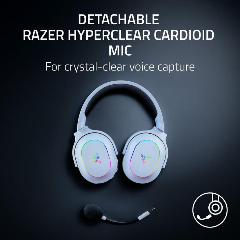 Razer Barracuda X Chroma - Wireless Multi-Platform Gaming Headset with 6 Zone Chroma RGB (SmartSwitch Hyperspeed & Bluetooth, 40mm Drivers, Detachable HyperClear Cardioid Mic) White - 6