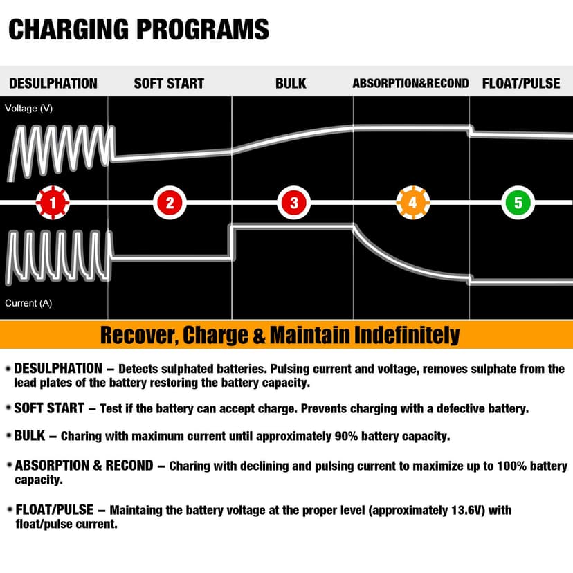 MOTOPOWER MP00205A 12V 800mA Fully Automatic Battery Charger/Maintainer for Cars, Motorcycles, ATVs, RVs, Powersports, Boat and More. Smart, Compact and Eco Friendly - 8