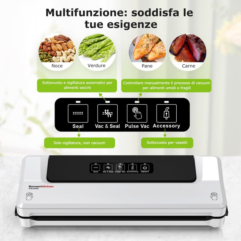 Bonsenkitchen Machine Sous Vide Alimentaire - Appareil de Mise Sous Vide pour La Cuisson Sous Vide et La Conservation des Aliments Frais, Y 5 Compris Les Sacs Sous Vide - 2