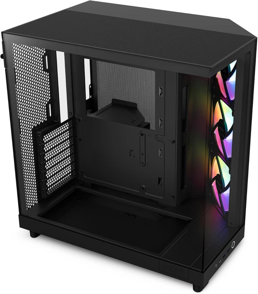 NZXT H6 Flow RGB, CC-H61FB-R1, Case Mid-Tower Compatto a Doppia Camera con Flusso d'Aria, Include 3 Ventole RGB da 120 mm, Pannelli in Vetro Panoramico, Flusso d'Aria ad Alte Prestazioni, Nero - 1