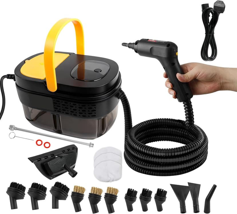 2500W Handheld Steam Cleaner 1600ml Tank with Handle-Controlled Switch 3 Levels High Temperature Pressurized Machine Cleaning Steamer for Car, Windows, Kitchen, Floor, Furniture (UK) - 1