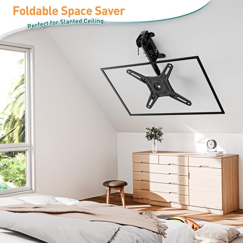 ELIVED Flip Down Ceiling TV Mount Fits 14-42 Inch LCD TV/Monitor Screens up to 10KG, Height Adjustable Full Motion TV Bracket for Flat/Pitched Roof/Cabinet, Max VESA 200x200mm, EV3030 - 8