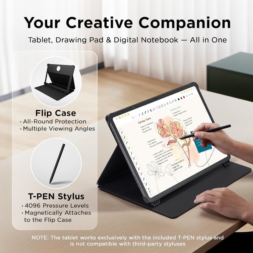 TCL NXTPAPER 14 + Flip Case + T-Pen - NXTPAPER 14 Inch Wi-Fi Display Tablet 16GB RAM (8GB+8GB Ram Expansion) 256GB ROM Battery 10000mAh Fast Charging 33W - Charger + Case and Pen, Grey - 2