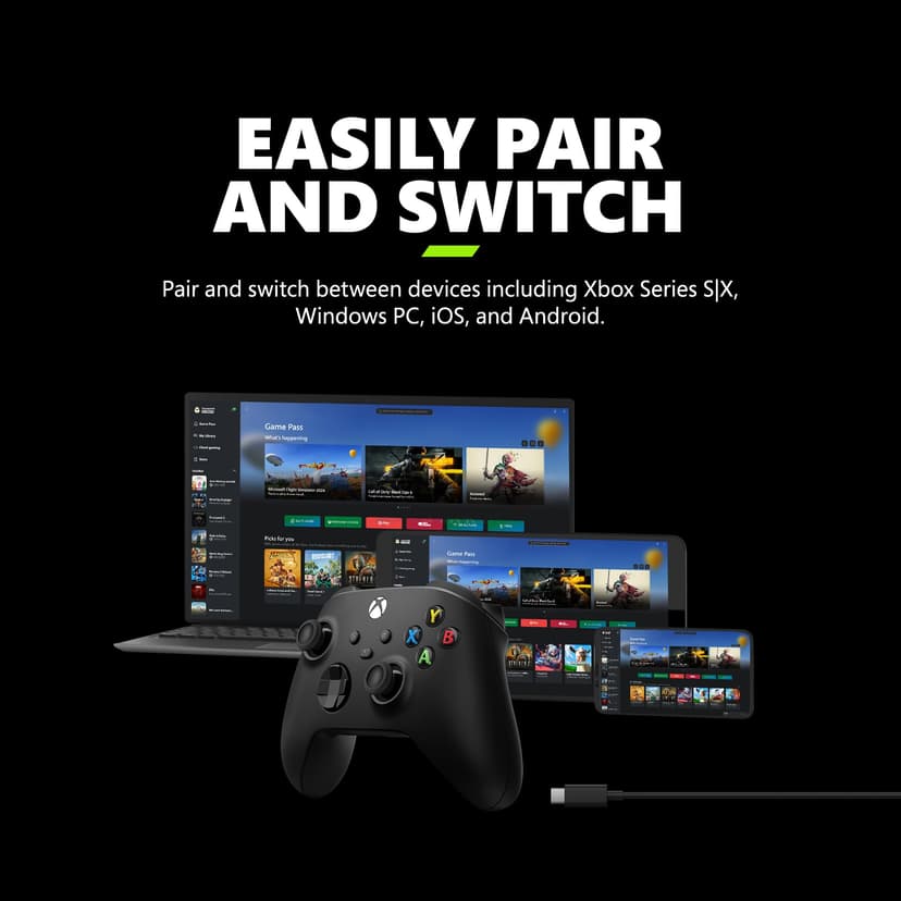 Microsoft Xbox Wireless Controller avec Câble USB-C - Manette de Jeu Analogique/Numérique pour PC et Xbox Series S/X - 6
