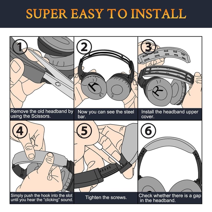 SOULWIT Bandeau de Rechange pour Bose QC35 & QuietComfort 35 II (QC35 II) Casque, DIY Remplacement Headband Accessoires - 6